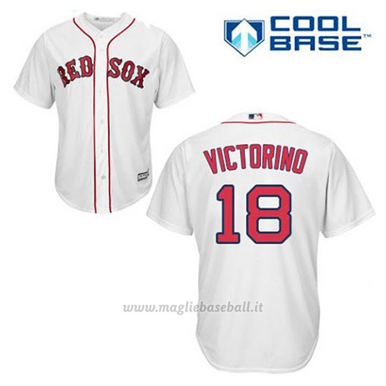 Maglia Baseball Uomo Boston Red Sox 18 Shane Victorino Bianco 1ªCool Base